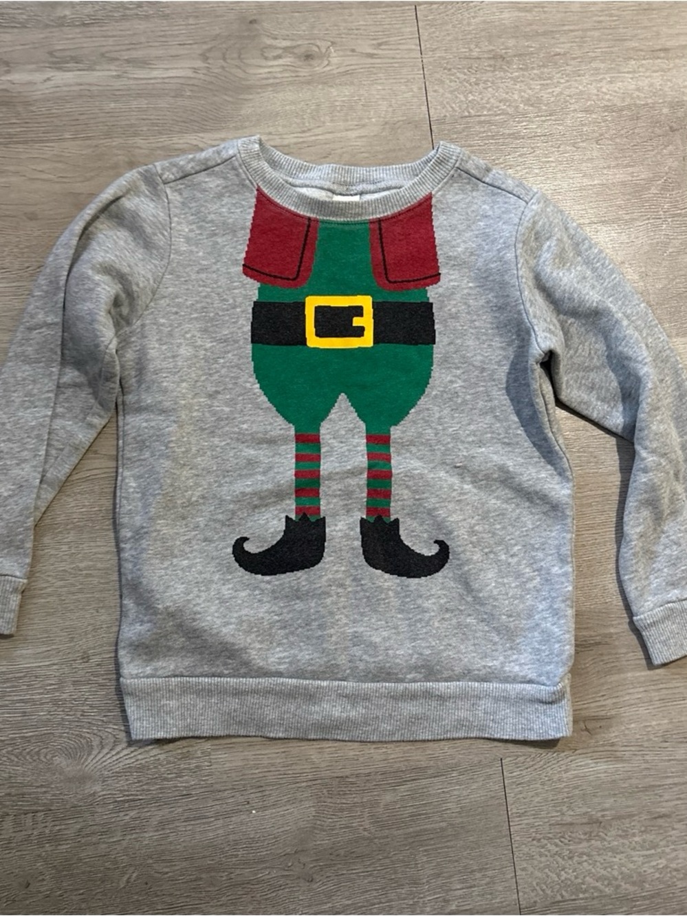 Carter's Light Gray Elf Graphic Sweatshirt with Green & Red Accents